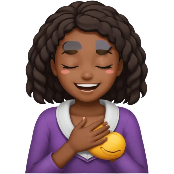 Black girl choking herself and smiling with closed eyes  emoji