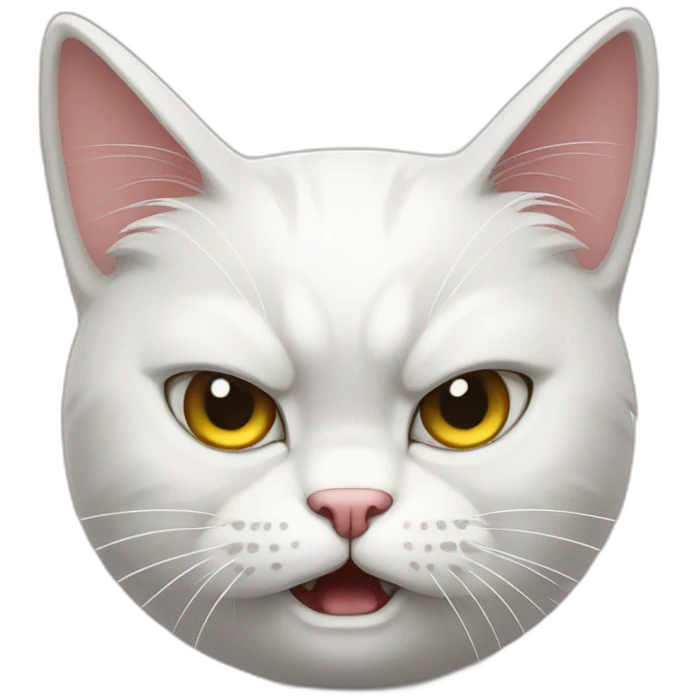 Fullbody White cat angry emoji