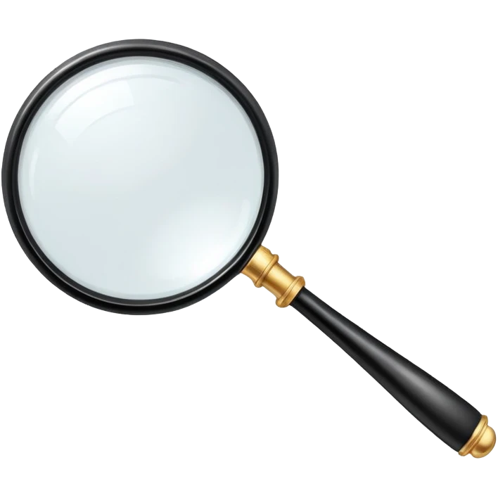 classic magnifying glass with round glass part and short black handle emoji