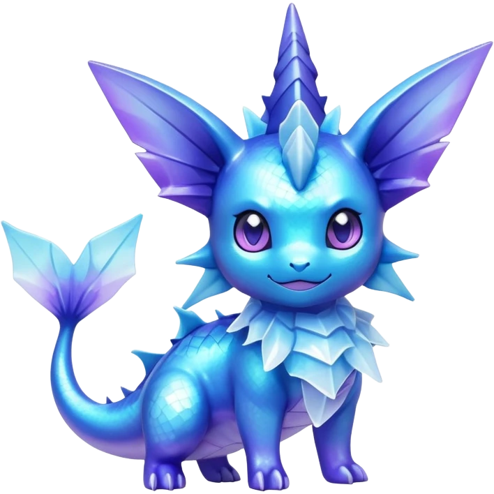 Shiny colorful Vaporeon-Amaura-Pokémon-hybrid-creature emoji