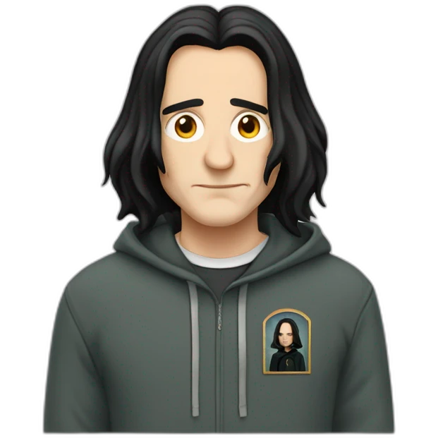 Severus Snape wears a sweatshirt that says "Sude" emoji
