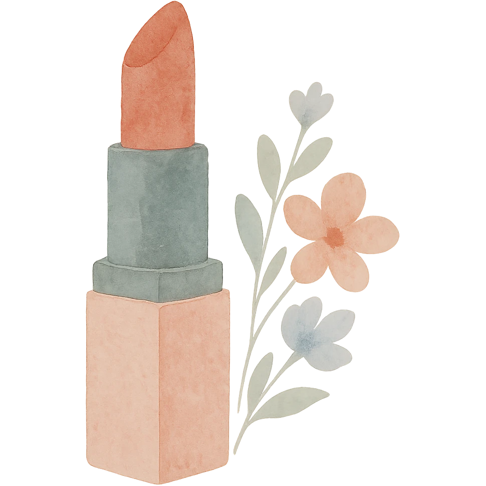 lipstick emoji, watercolor art style with floral details emoji