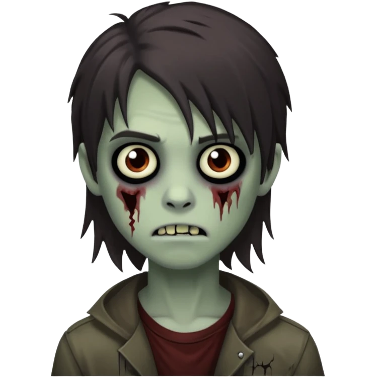 boy zombie with darkish brown not-so long hair emo emoji