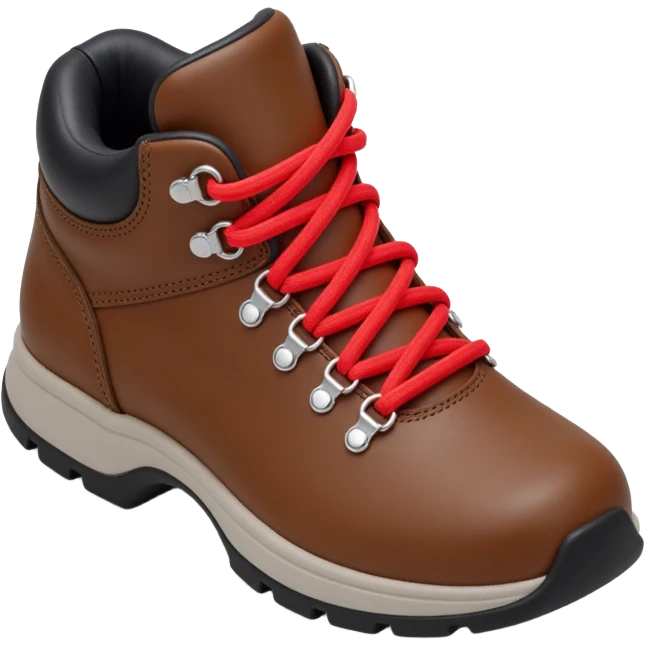 brown hiking boots with red laces, women's  emoji