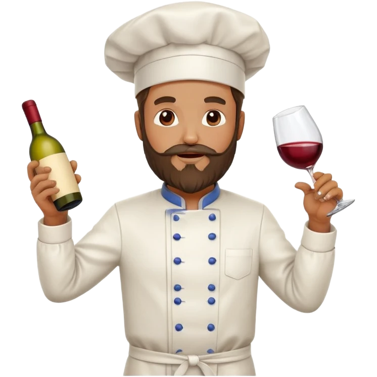 Bearded disco dancing chef with a bottle of wine emoji