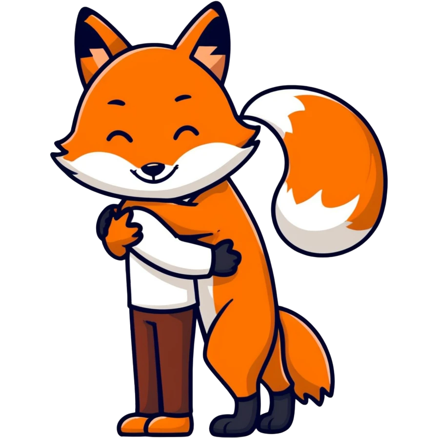 Brown guy cuddling 1 fox from behind emoji