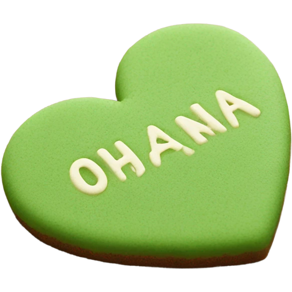 Green cookie heart with ohana emoji