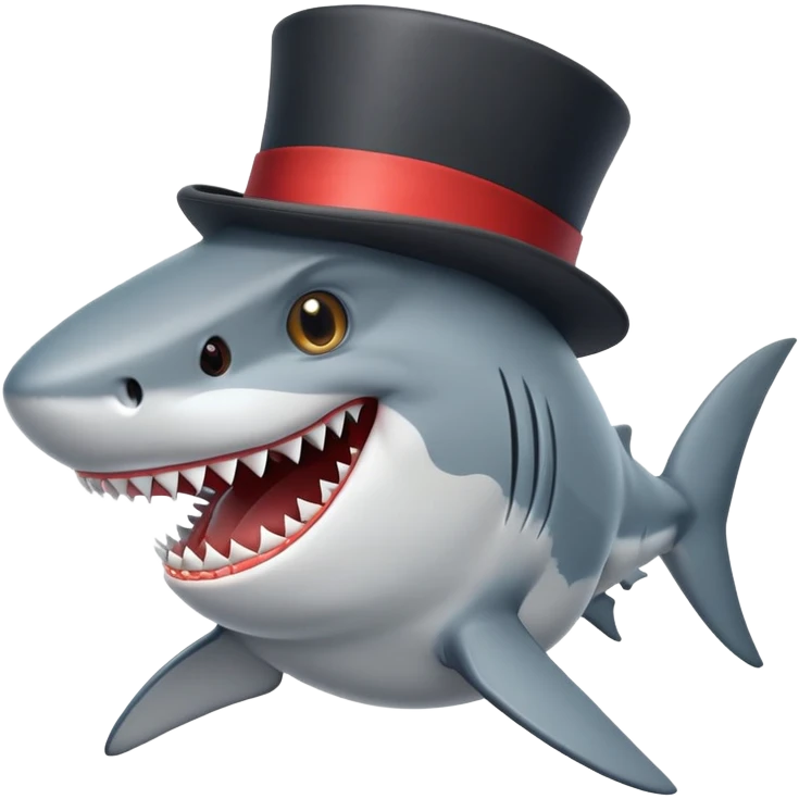 Shark with a top hat emoji