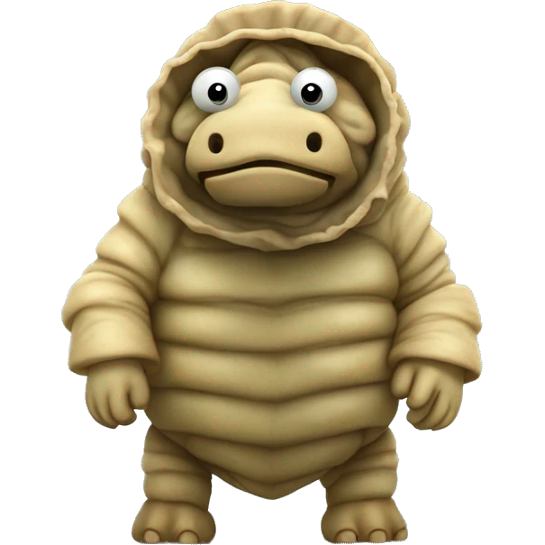 a tardigrade dressed up in a trojan horse custome emoji