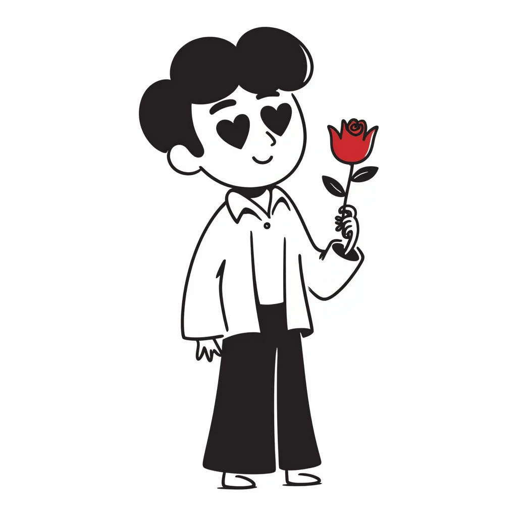Handsome boyfriend figure with heart eyes emoji