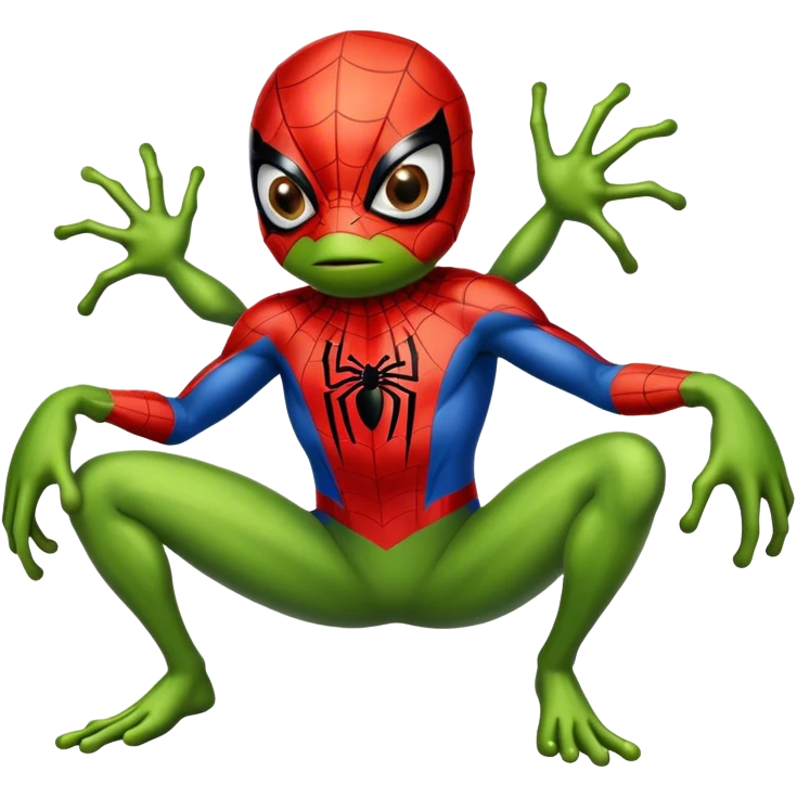 A frog in a spider-man costume emoji