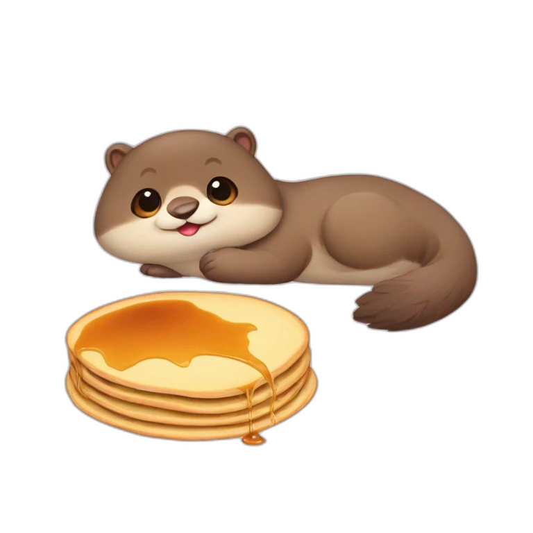 Bébé loutre mange pancake emoji