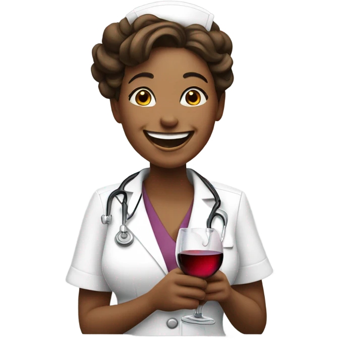 laughing nurse with wine emoji