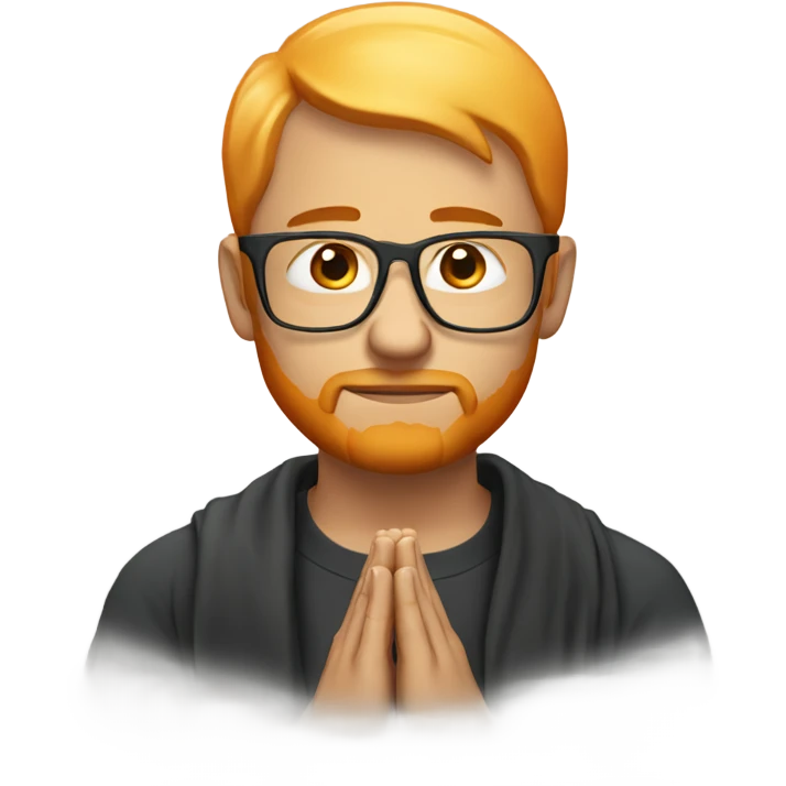 man with orange beard and short blond hair as he praying with orange glasses  emoji