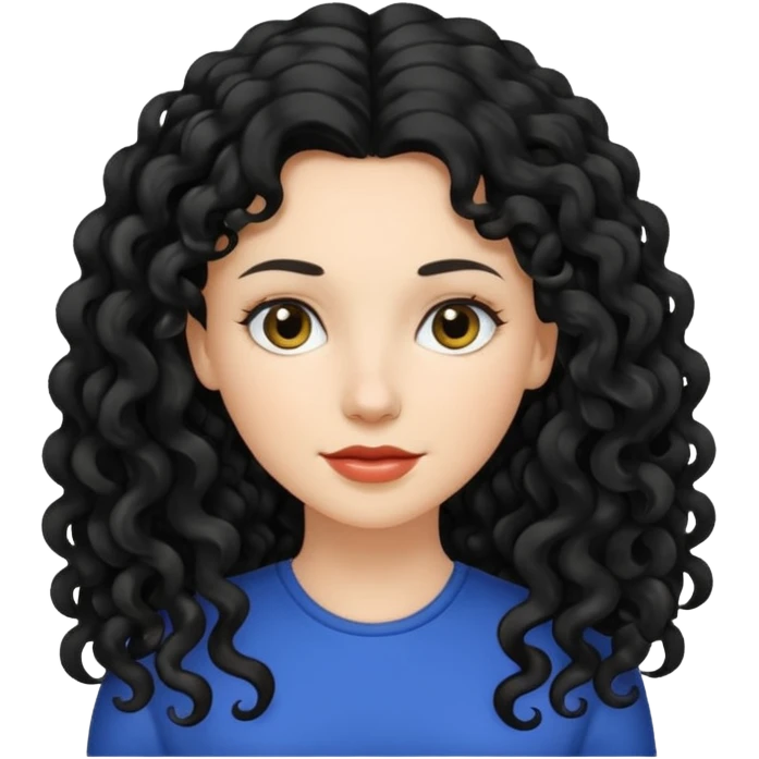mujer blanca con cabello largo rizado negro emoji