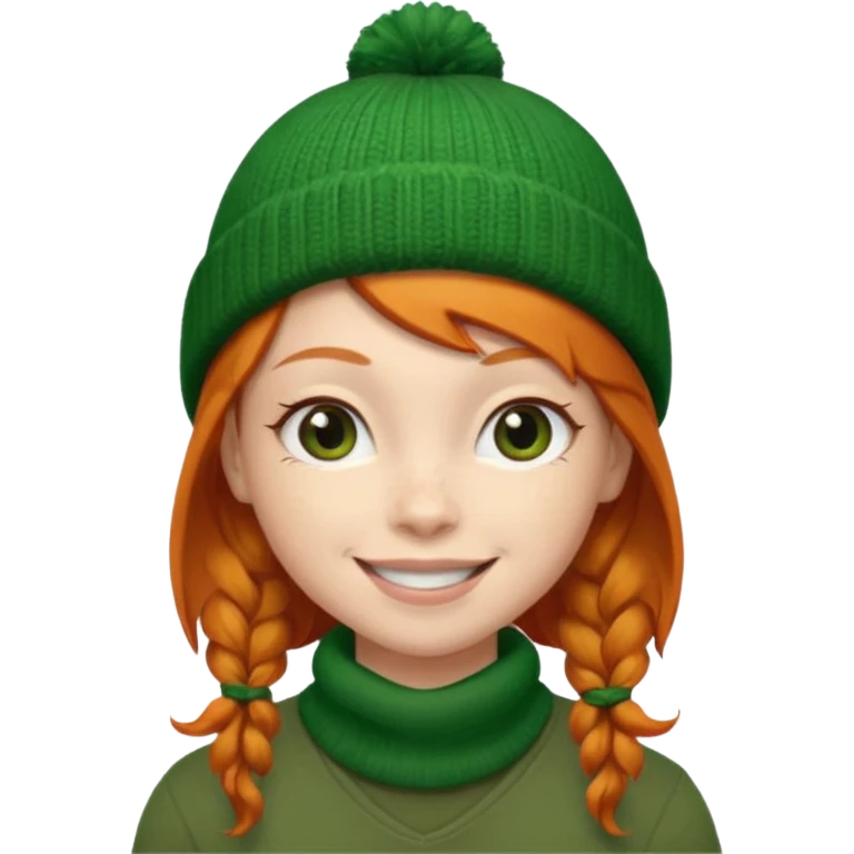  ginger girl with a green beanie emoji