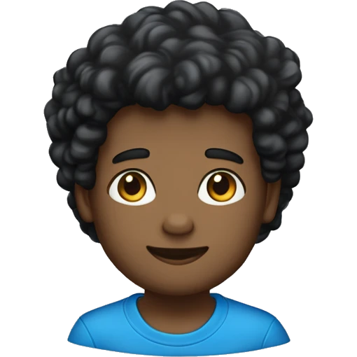 Um menino de etnia branca com cabelo estilo topete ede cor preta e uma camisa azul e um moletom azul claro  emoji