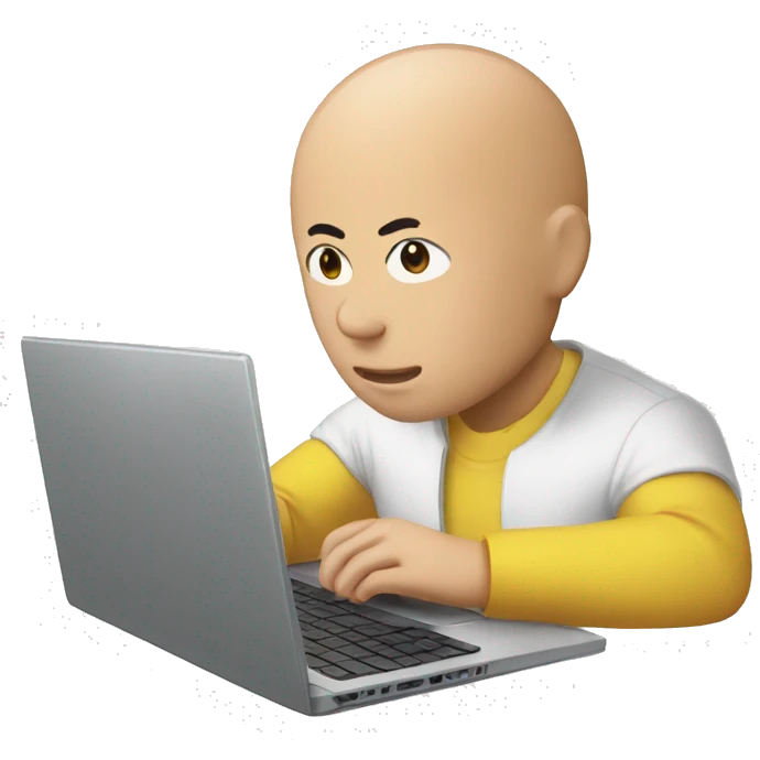 Saitama working on laptop emoji