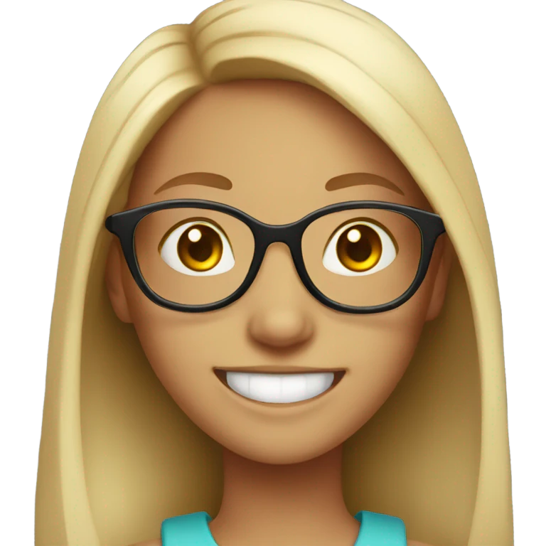 Girl with glasses smile emoji