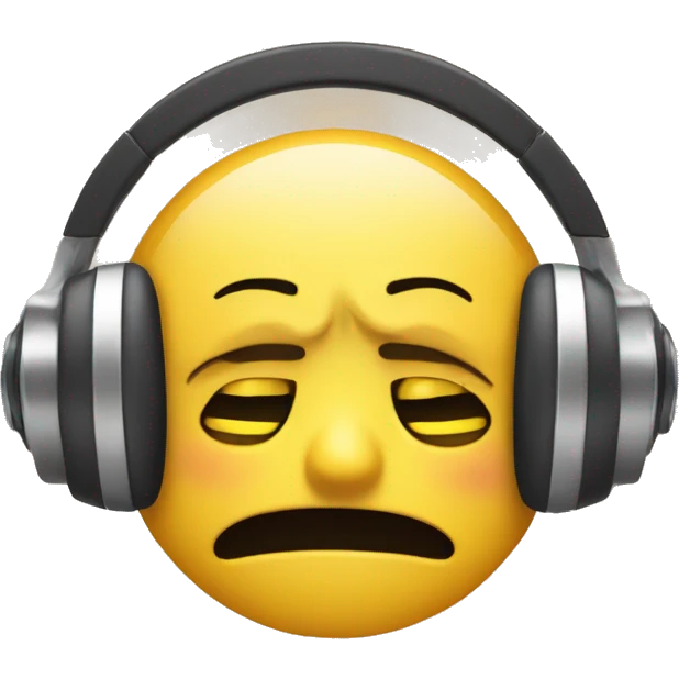 sad face wearing headphone showing stop sign wih hand emoji
