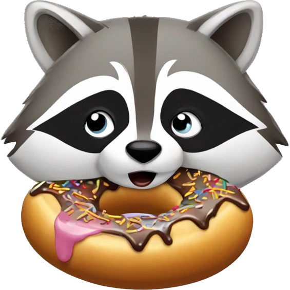 Raccoon eating donut emoji