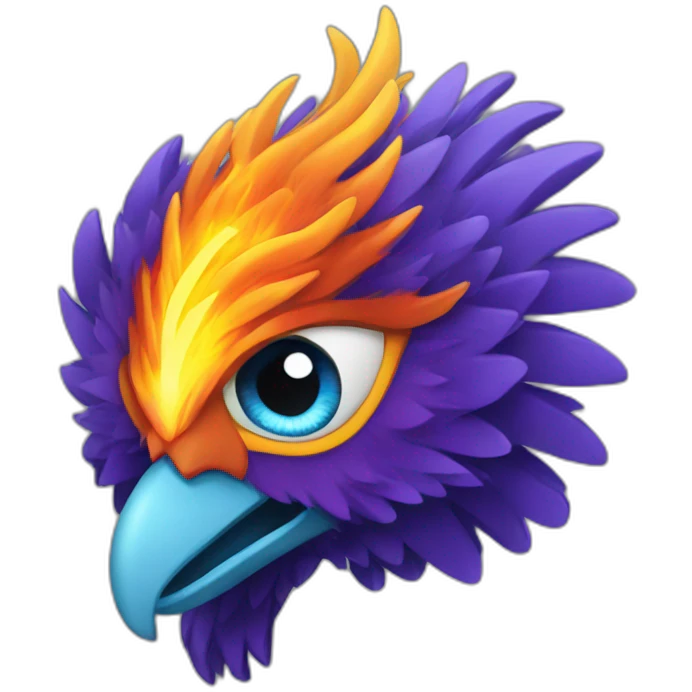 Blue Purple Phoenix Fire Head Big Eyeys emoji