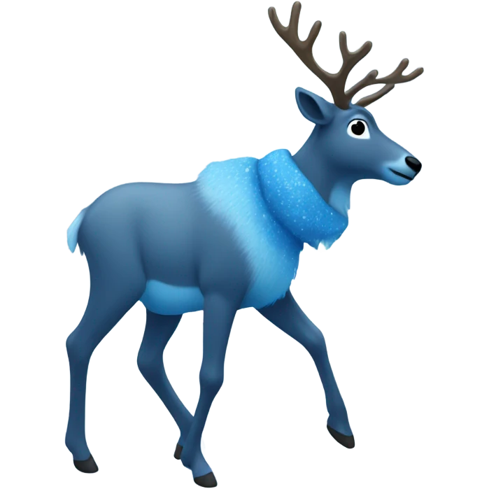 Blue reindeer walking in snow emoji