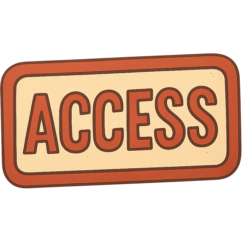 Remove the white background and make it transparent, keep the red stamp print with the word 'Access' unchanged, preserving the red color and stamp details. emoji