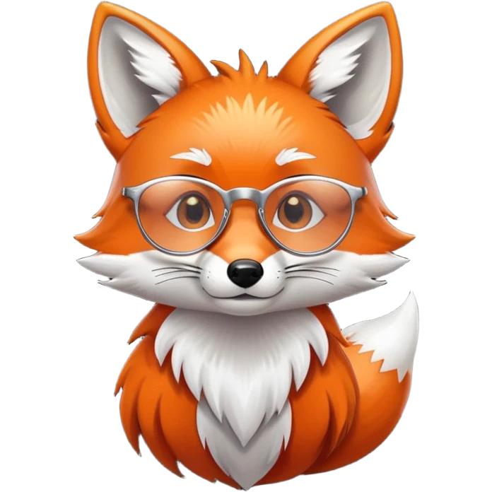 A sad fox with shimmering fur, a glowing tail, a silver star on its forehead, and round glasses, with a single tear rolling down its cheek. 🦊😢 emoji