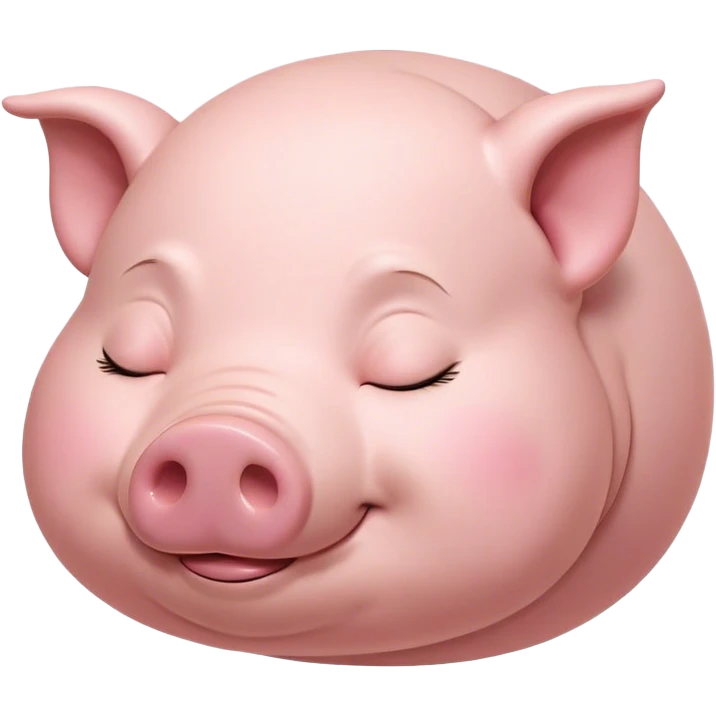 Meme-Worthy Cute Sleeping Pig Portrait Emoji, Head resting peacefully with a contented smile, showcasing a delightfully stout build and a luxuriously soft rosy-pink hide, eyes shut in a serene, restful nap, Simplified yet hilariously adorable features, highly detailed, glowing with a soft, drowsy light, high shine, relaxed and utterly lovable, stylized with an air of playful laziness, bright and heartwarming, soft glowing outline, capturing the essence of a comically sleepy pig, so meme-worthy it feels like it could instantly become the next viral sensation of adorable slumber! emoji