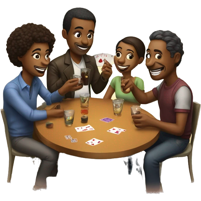 A group of people Drinks a shot and play a Card Game emoji