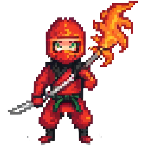 Red ninja with fire elements emoji
