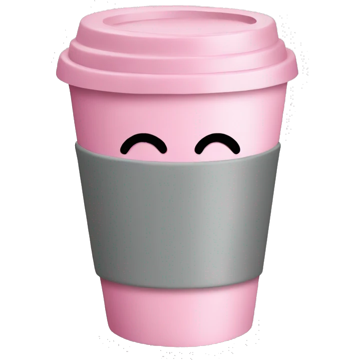 pink coffee cup with grey heart  emoji