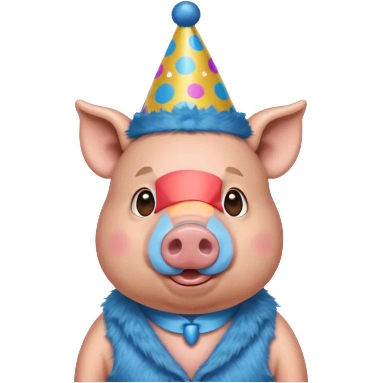 blue pig party hat wearing clothes  emoji