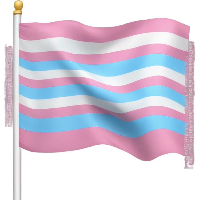 transgender pride flag with five horizontal stripes: light blue, pink, white, pink, and light blue emoji