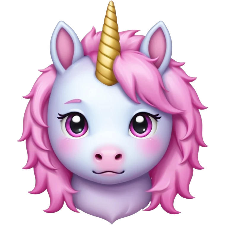 Cute sad anime pink baby unicorn 
 emoji