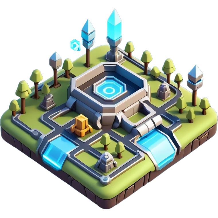 Clash of Clans aesthetic: Cinematic Playful 3D Isometric Holographic Map Emoji, rendered in a 3D vector-style similar to standard emojis with minimal shading and bold, simplified shapes. A compact, distinct form with signature details, softly glowing with a futuristic sci-fi warfare charm. Simplified yet unmistakably iconic, highly detailed and consistent, glowing with a soft radiance and high shine. Stylized with a touch of high-tech brilliance and a soft glowing outline, capturing the essence of a beloved gaming relic with a friendly, playful manner! emoji