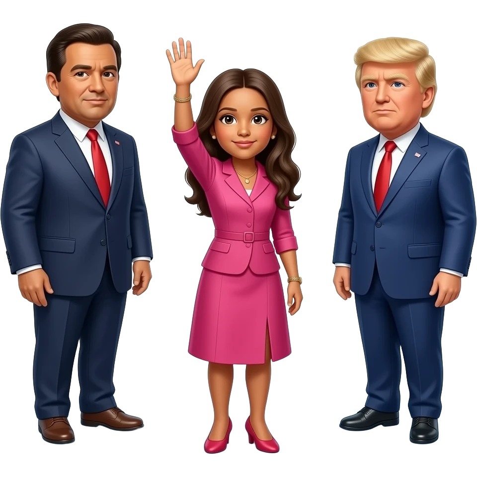 Farheen  holding hand high in the sky in trust  a father President Donald Trump and an along in circle with his Talller son Barron Trump emoji