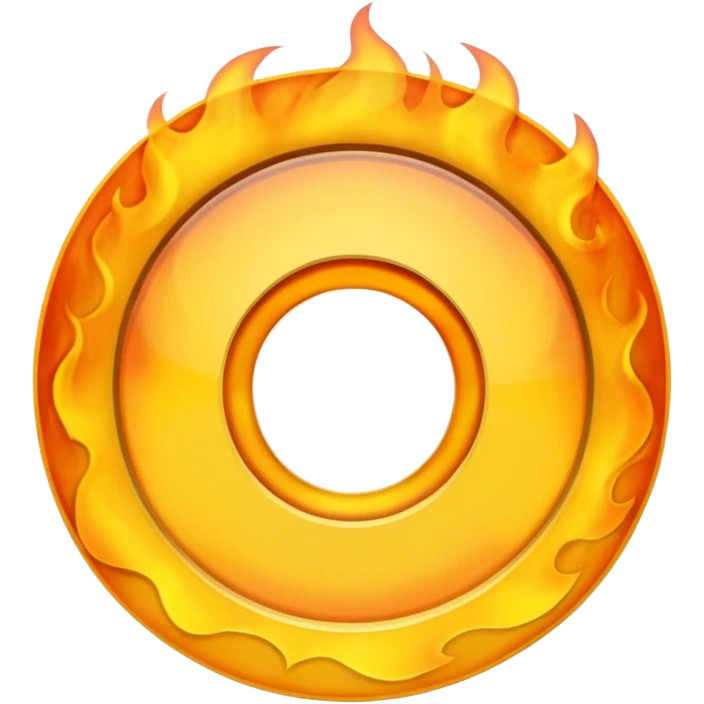 A minimalist CD disc with a subtle fire design, yellow flames, with a circle in the middle and a hole in the center emoji