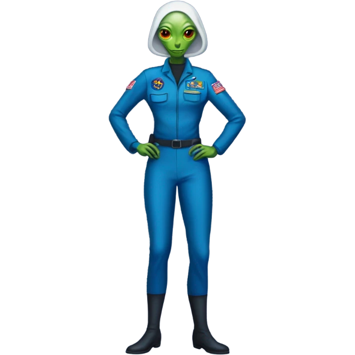 Reptilian Alien woman general blue uniform usa space force, full body,  emoji
