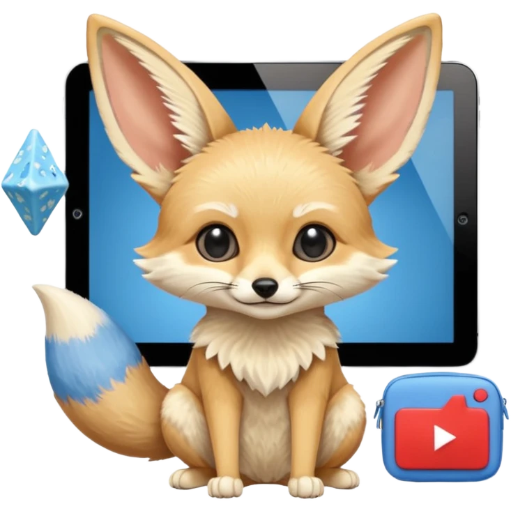 Fennec fox turned into an iPad while watching a blue cheese version of YouTube emoji