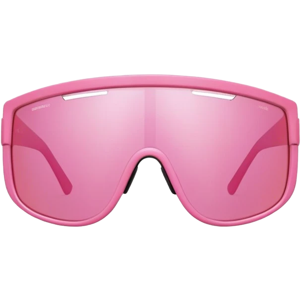 sporty pink shield visor sunglasses with comically thick frame, maximum chunky build, extremely oversized robust design, one-piece lens emoji