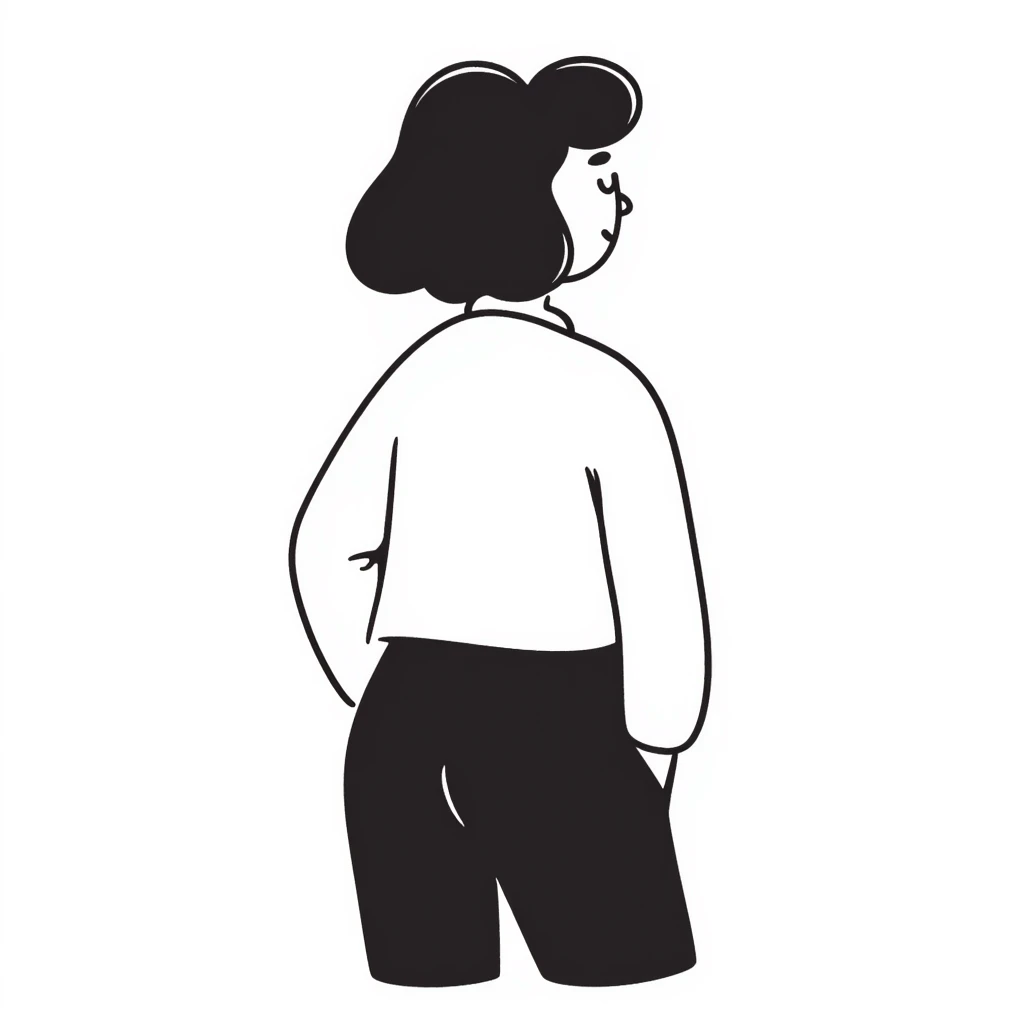 the back of a woman with an average body, neutral pose emoji