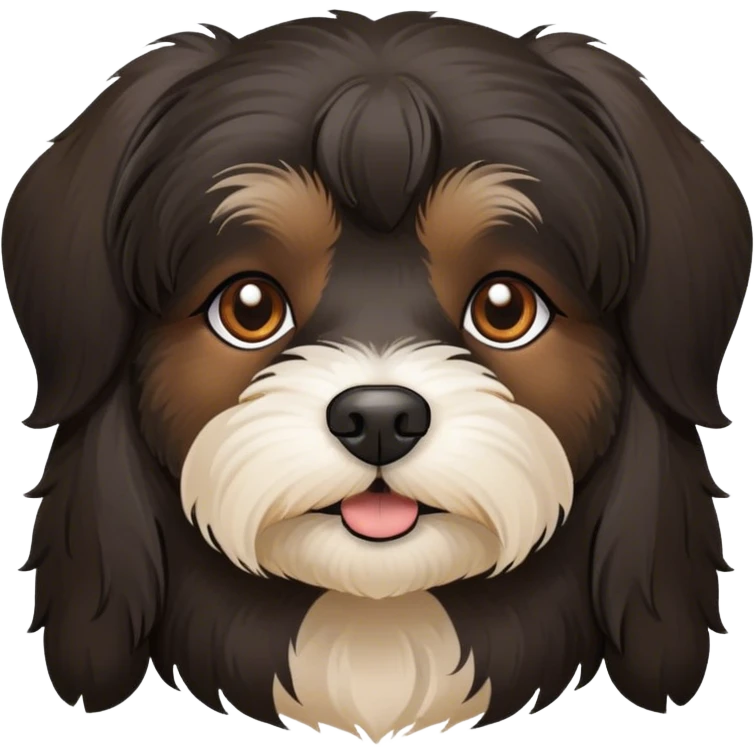 black Havanese dog face with brown eyes emoji