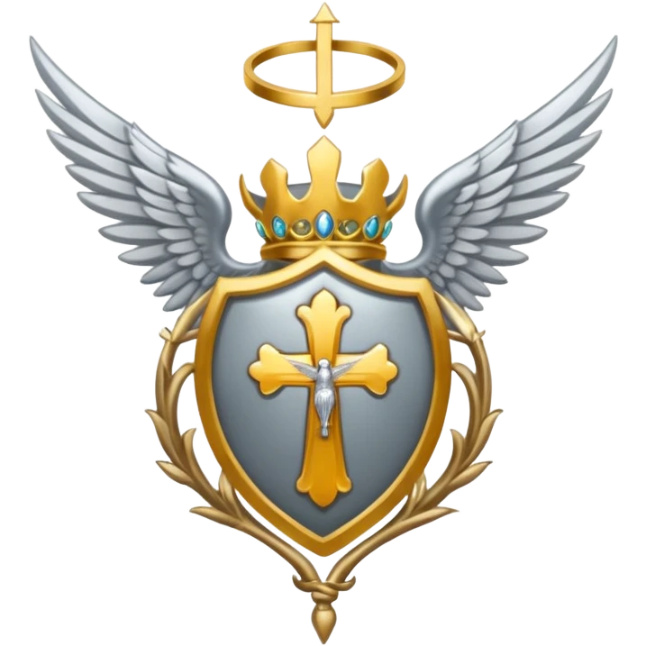 holy saint emblem with silver or white wings  emoji