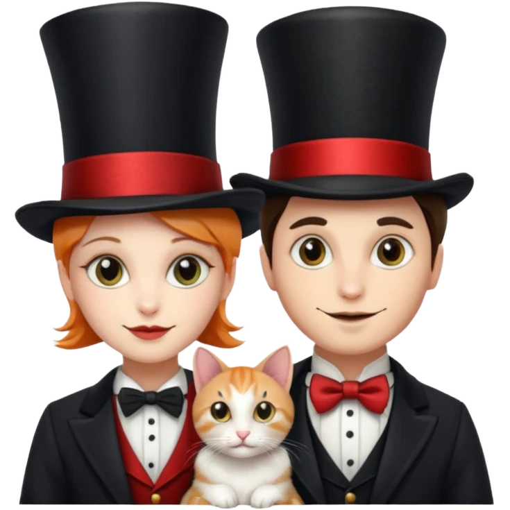 magician couple and their pet cat emoji