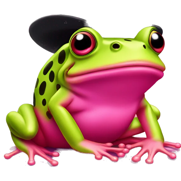 hot pink frog with a hat emoji
