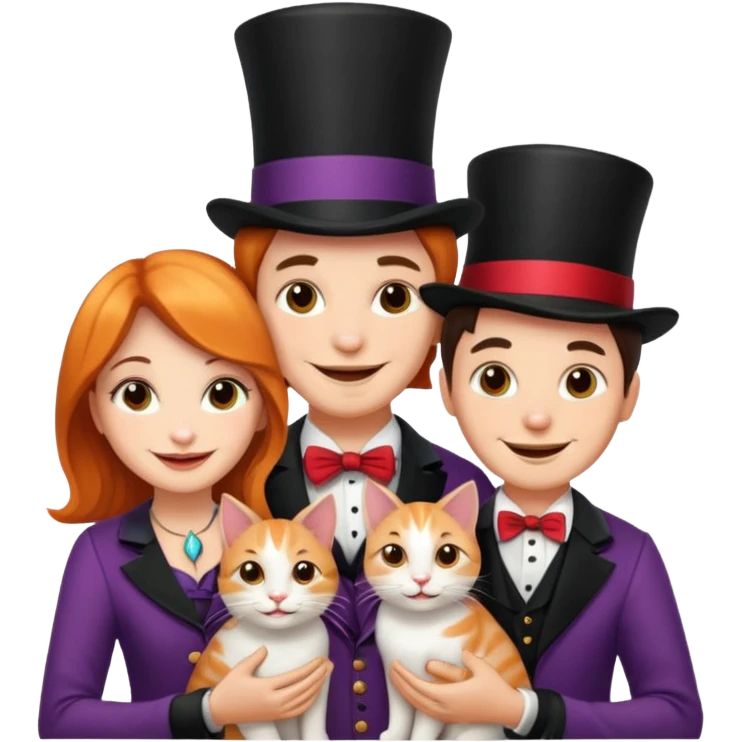 magician couple and their pet cat emoji