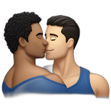 Sexy-fit-pose-Latino-male-and-caucasian-male-interracial-kissing emoji