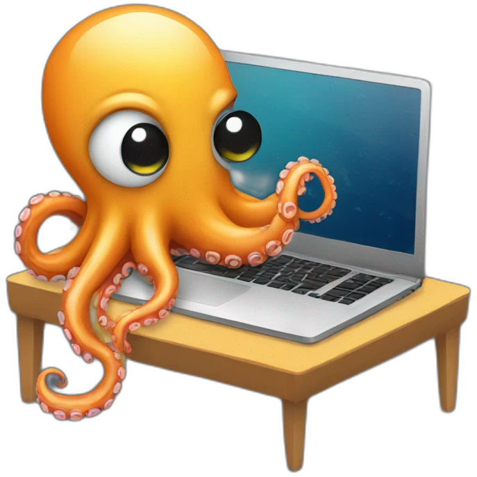 emoji octopus programmer with laptop emoji